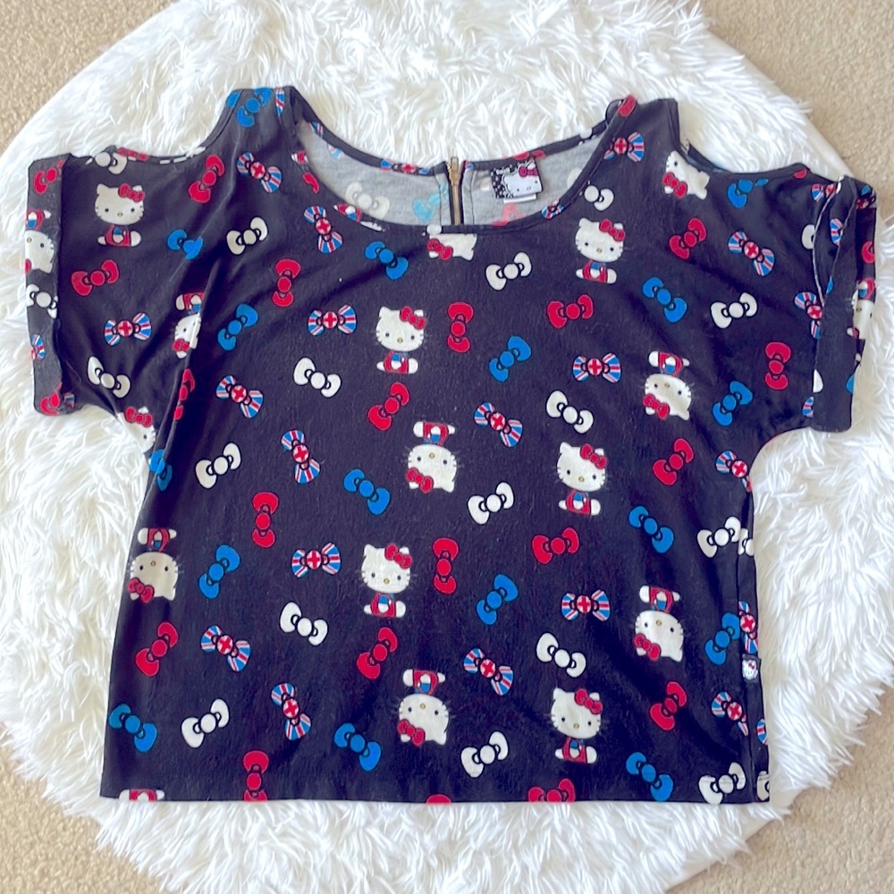 Sanrio Hello Kitty Cropped Cold Shoulder Shirt
